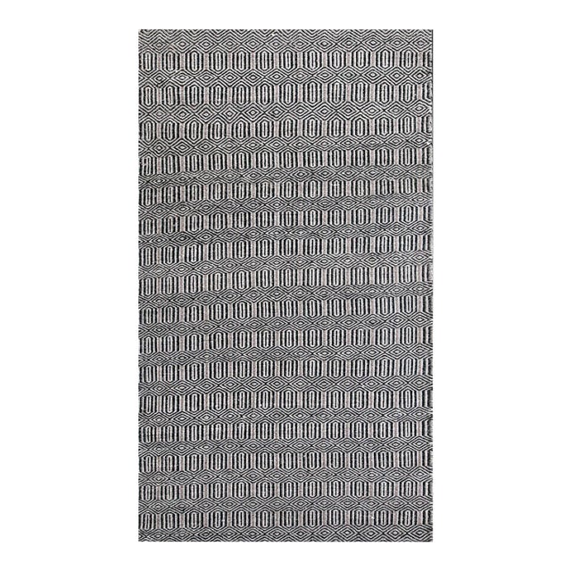 Stupendous American Navajo Twill Saddle Rug With Gray-Black-White Stripe Pattern For Sale