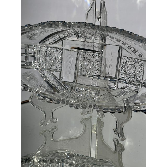 American Early 20th Century American Brilliant Period Cut Crystal Celery Boat For Sale - Image 3 of 11