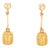 Vintage Egyptian Revival Scarab Earrings 1" Drops 14k Yellow Gold Fine Jewelry, Pair For Sale