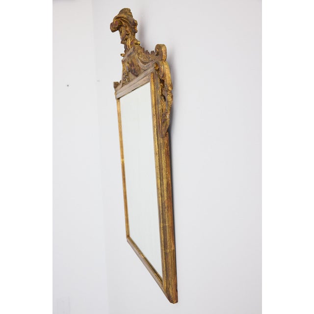 Wood Italian Carved Giltwood Mirror With Acanthus Pediment, 19th Century For Sale - Image 7 of 12