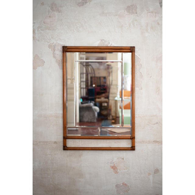 1970s Bamboo and Beveled Glass Mirror, 1970s For Sale - Image 5 of 5