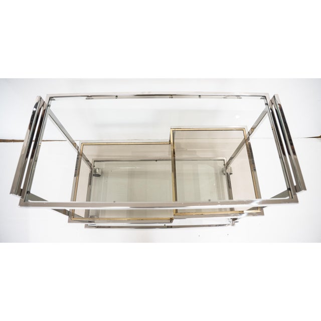 Chrome Italian Modern Drinks Cart or Bar Trolley of Chrome and Brass For Sale - Image 8 of 15