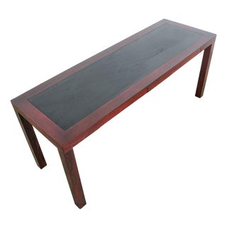 1960s Mid Century Modern Console Table Rosewood Entryway Black Sofa Drawers Vintage For Sale