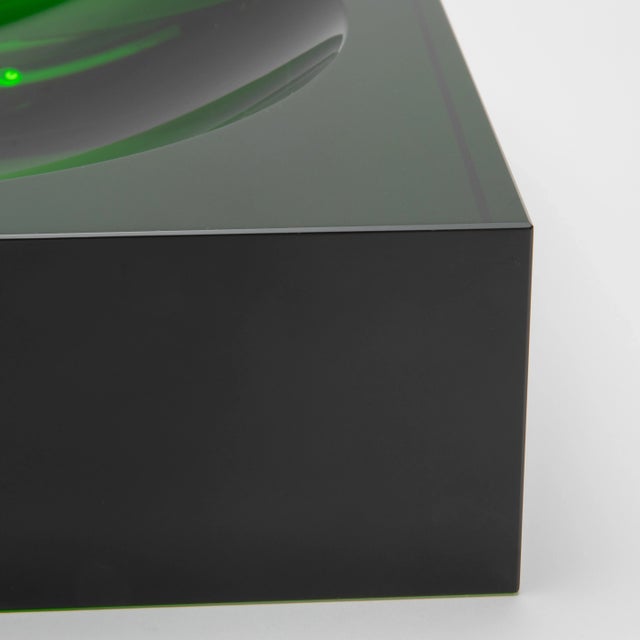 2020s Green Crystal Convex Bowl by Ka Glass For Sale - Image 5 of 7