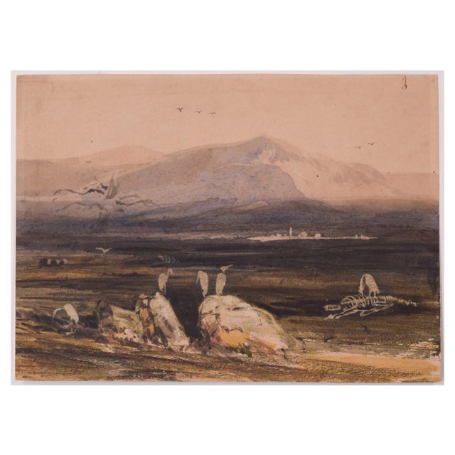 After Edward Lear and David Roberts, Topographical Painting, 19th-Century, Watercolor on Paper, Framed For Sale