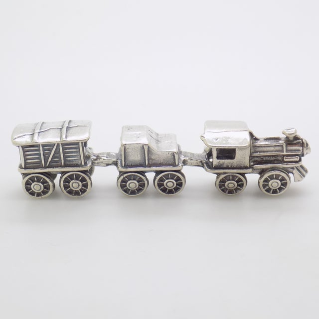 Vintage Italian Handmade Silver Train Figurine, 1980s For Sale - Image 3 of 11