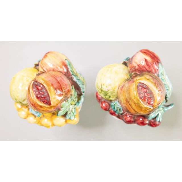 1960s Vintage Italian Majolica Fruit Cornucopia Arrangements Centerpieces - A Pair For Sale - Image 5 of 10