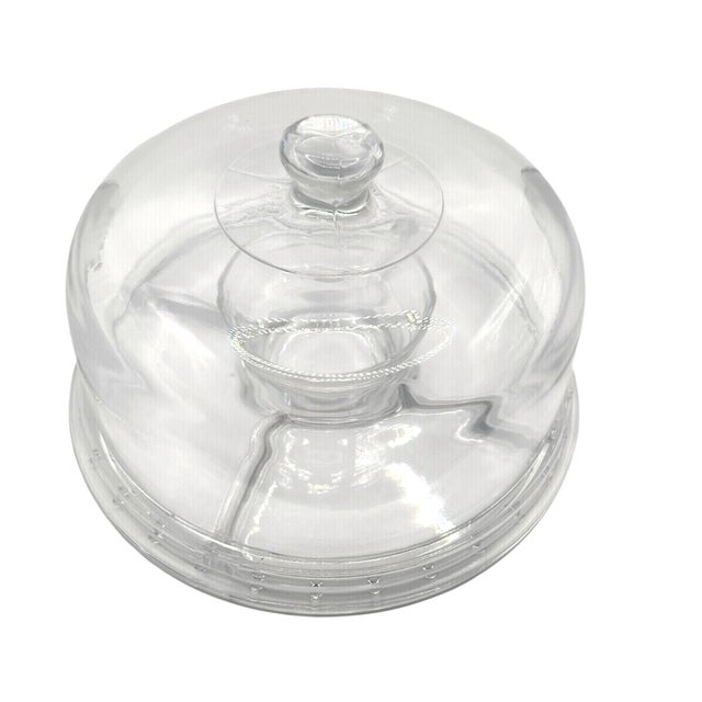 Transparent Vintage Clear Glass Pedestal Serving Dish With Dome Cover For Sale - Image 8 of 9