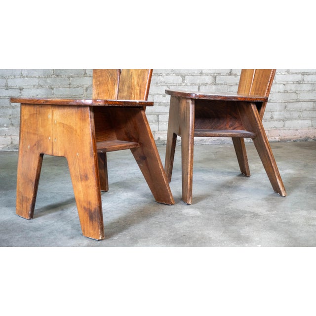 1970s French Modern Brutalist Dining Chairs After Pierre Chapo For Sale In Boston - Image 6 of 13