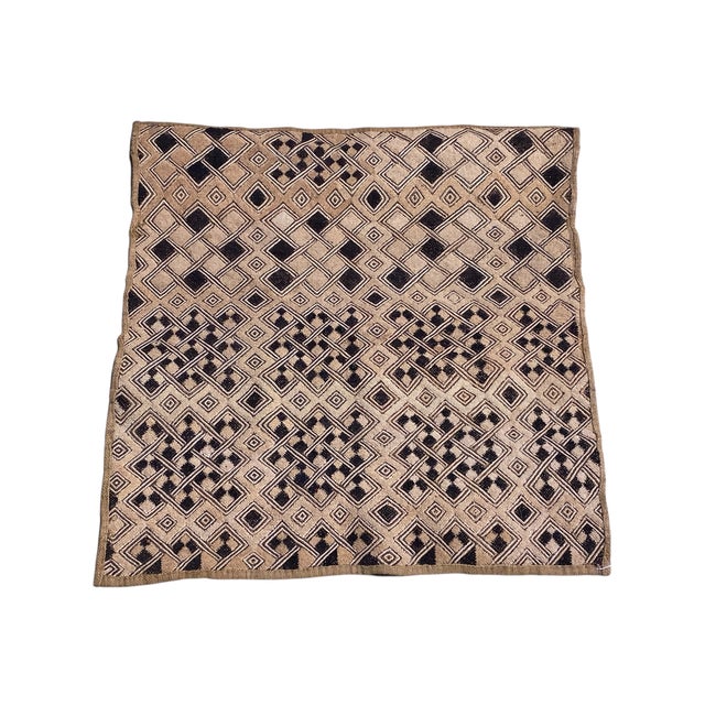 Vintage Lg African Tribal Kuba Kasai Velvet Raffia Textile 27" by 26.5" For Sale - Image 9 of 9