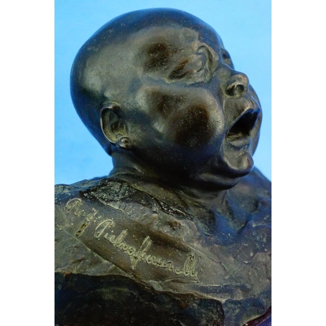 Pietro Ceccarelli, Bust of Newborn Baby First Cry, 1890s, Bronze and Marble For Sale - Image 17 of 18