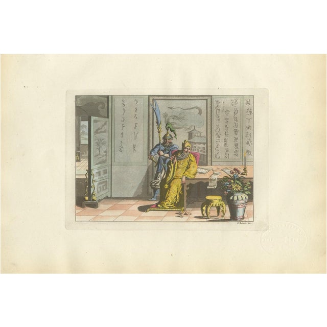 Ferrario, Chinese Interior Scene with Official and Guard Costumes, 1815, Print For Sale