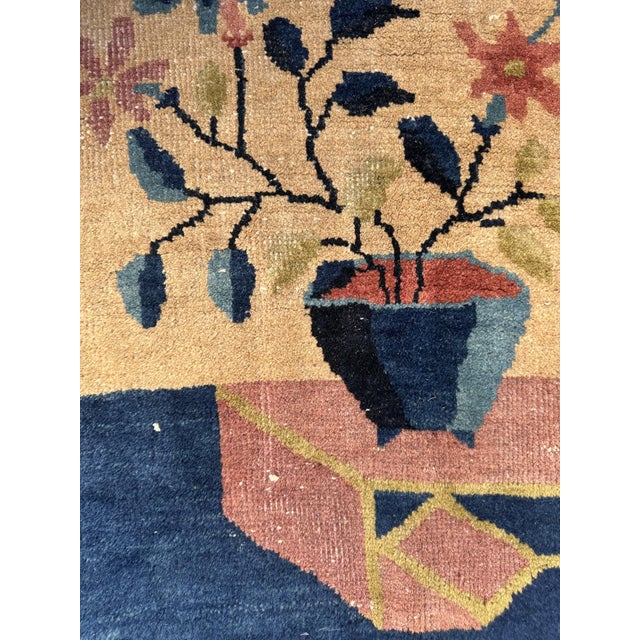 1920s Chinese Art Deco Rug | Vintage Area Rug | Floral Carpet For Sale - Image 5 of 5