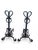 Arts & Crafts style fireplace wrought iron andirons featuring Hart top, scrollwork and spiral accents, a twisted lope...