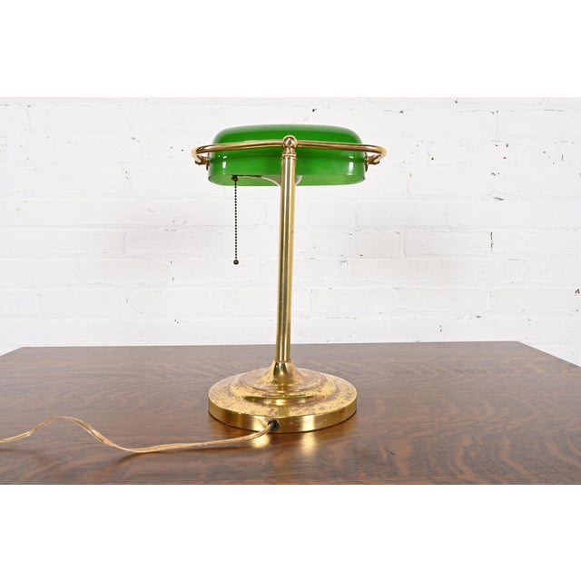 Vintage Art Deco Brass Banker's Desk Lamp For Sale - Image 4 of 10