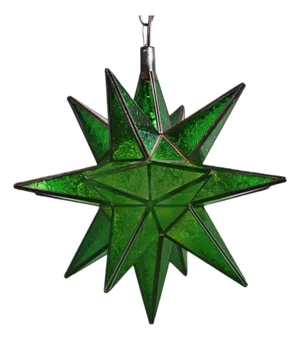Vintage Green Moravian Star Pendant Light Large