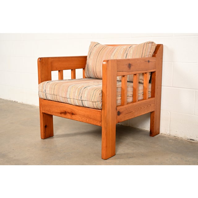 Mid-Century Modern Knotty Pine Lounge Chair With Southwest Upholstery, Circa 1960s For Sale - Image 14 of 14