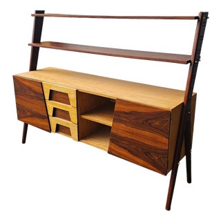 Mid-Century Walnut and Ash Highboard, 1960s For Sale