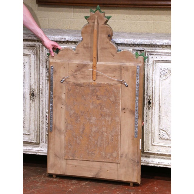 19th Century Venetian Cushion Overlay Wall Mirror With Murano Glass Flowers For Sale - Image 10 of 12