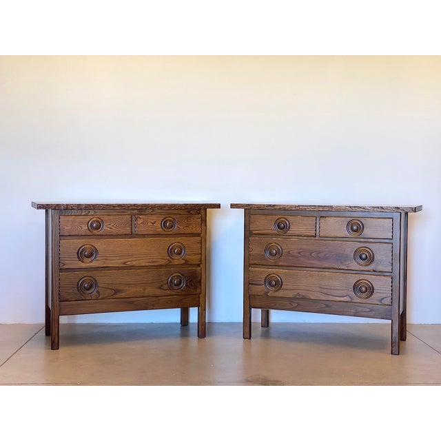 Mid-Century Modern Rustic Oak Chests of Drawers, 1960s, Set of 2 For Sale - Image 3 of 18