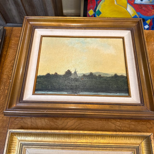 Circa 1970's James Davies Framed Landscape Series of Tee-Pee, Set of Four For Sale In San Francisco - Image 6 of 8