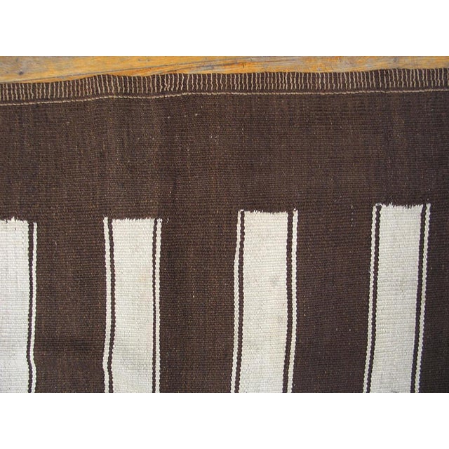 1940s Chocolate Brown Stripe Kilim Tribal Antique N.w. Persian Flat Weave Rug 5 X 12'10" Wool Carpet For Sale - Image 4 of 5