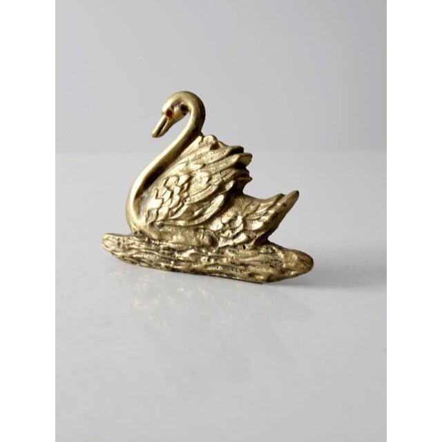 Mid-Century Modern Vintage Brass Swan For Sale - Image 3 of 6