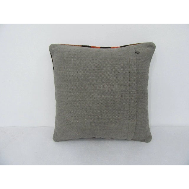 Traditional Turkish Striped Orange & Brown Kilim Pillow For Sale - Image 3 of 4