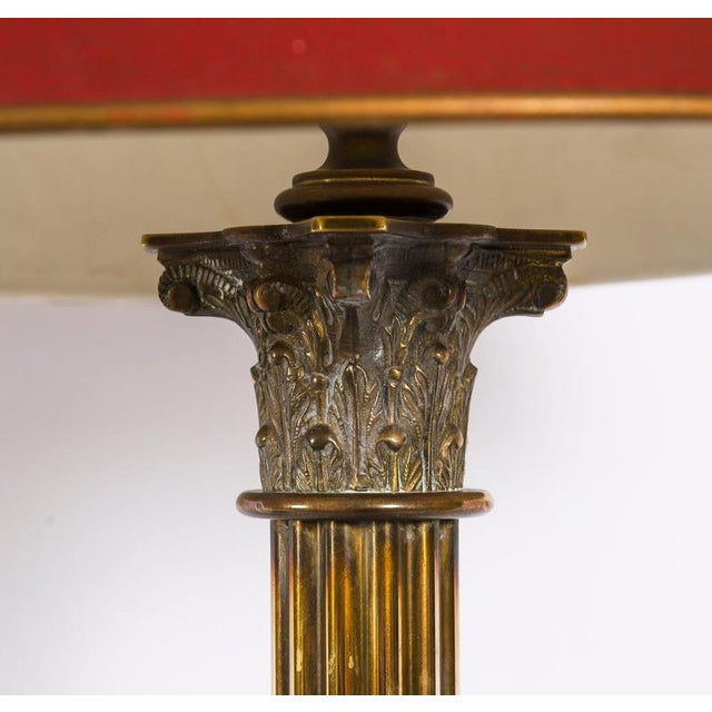 Metal Antique Brass Corinthian Column Table Lamps, 1890s, Set of 2 For Sale - Image 7 of 17