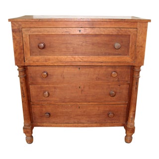 Early 20th Century Early American Empire Style Cherry Secretary with Chest of Drawers For Sale