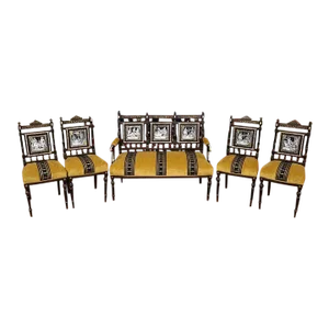 19th Century Aesthetic Victorian Parlor Set Settee & 4 Chairs by John Moyr Smith