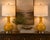Contemporary Late 20th Century Mustard Ceramic Gourd Table Lamps With Linen Drum Shades - a Pair For Sale - Image 3 of 4