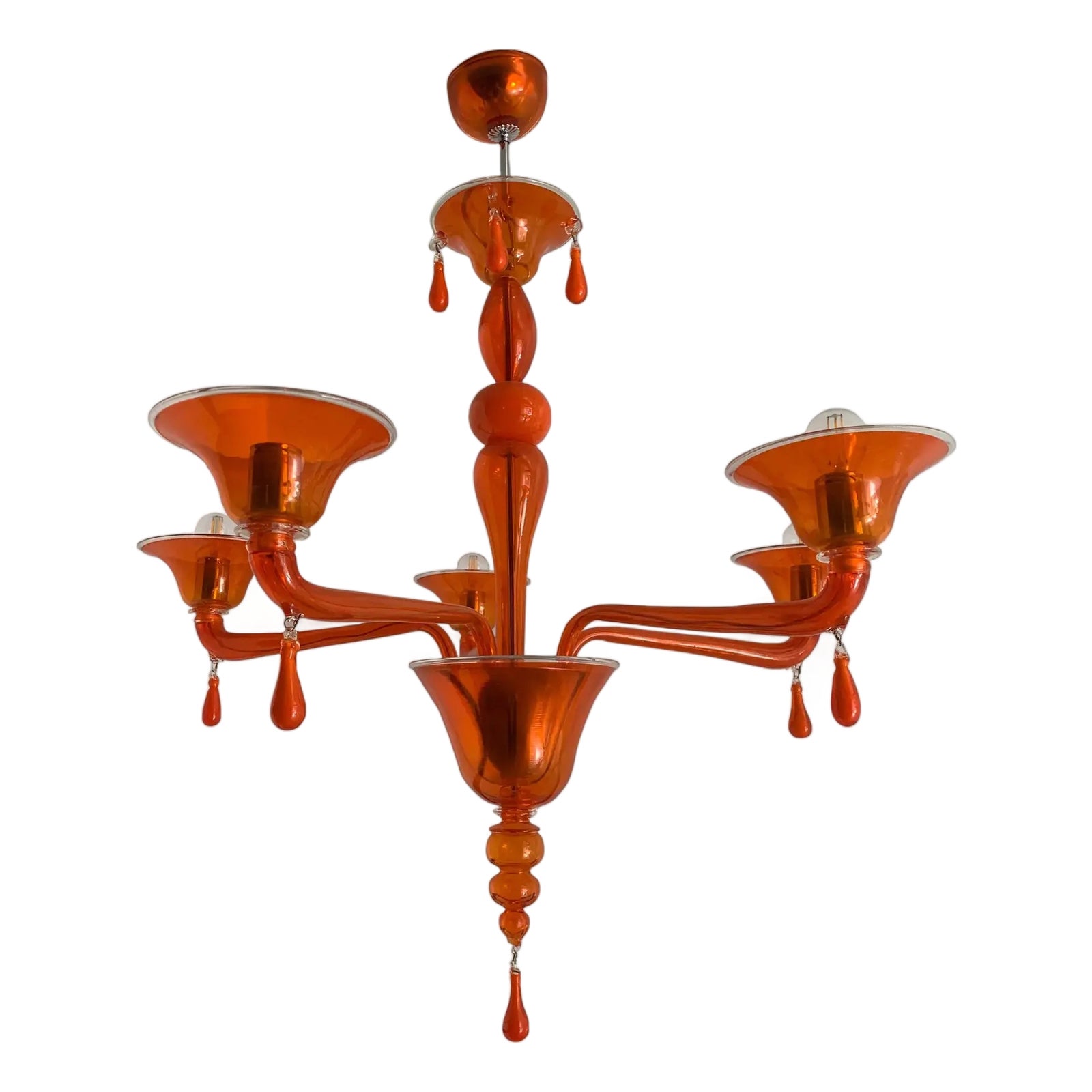 Orange Translucent Glass Chandelier by Simoeng | Chairish