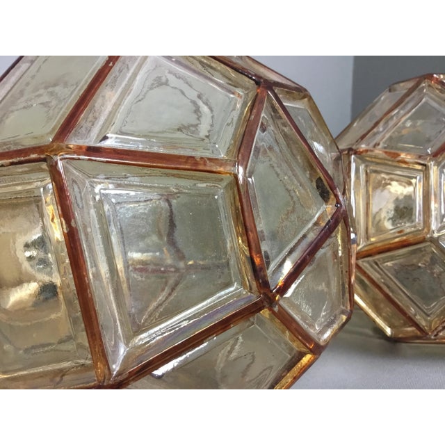 1950s German Facetted Glass Ceiling Lamps, 1950s, Set of 2 For Sale - Image 5 of 10