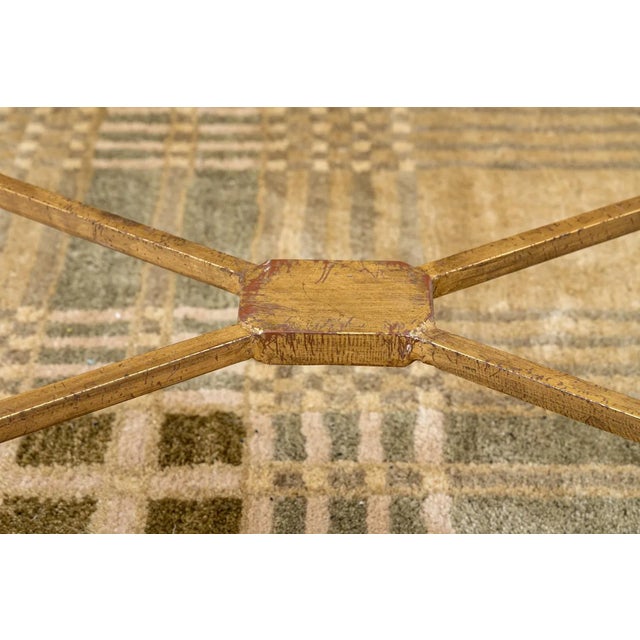 Mid 20th Century Mid 20th Century Vintage Gilt Wrought Iron Glass Top Coffee Table For Sale - Image 5 of 7