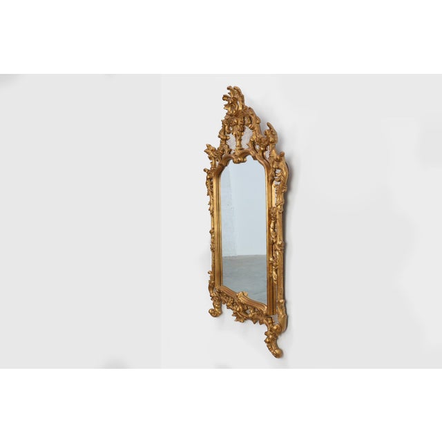 Baroque Large Vintage Gilded Baroque Style Mirror from Deknudt, Belgium, 1950s For Sale - Image 3 of 11