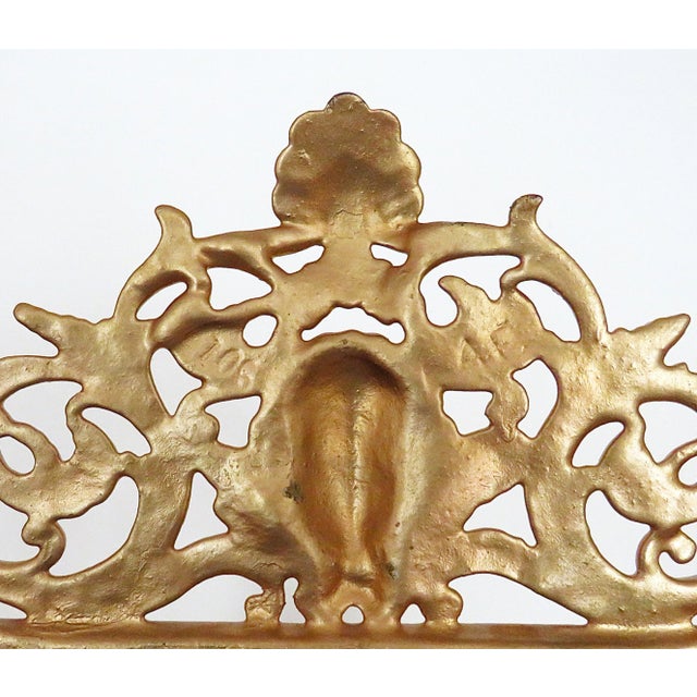 Metal Pair of Antique Picture Photo Frames French Rococo Gilt Cast-Iron For Sale - Image 7 of 7