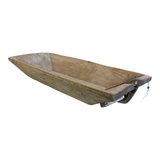 Vintage Large Hand-Carved European Wooden Harvest Dough Bowl Centerpiece For Sale