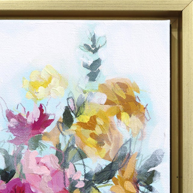 Abstract Flowers With Ruffles - Framed Abstract Colorful Still Life Mixed Media Original Artwork by Kellie Newsome For Sale - Image 3 of 9