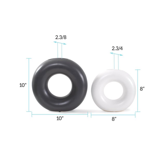 Gray Ronde Ring Ceramic Vase- Set of 2 For Sale - Image 8 of 10