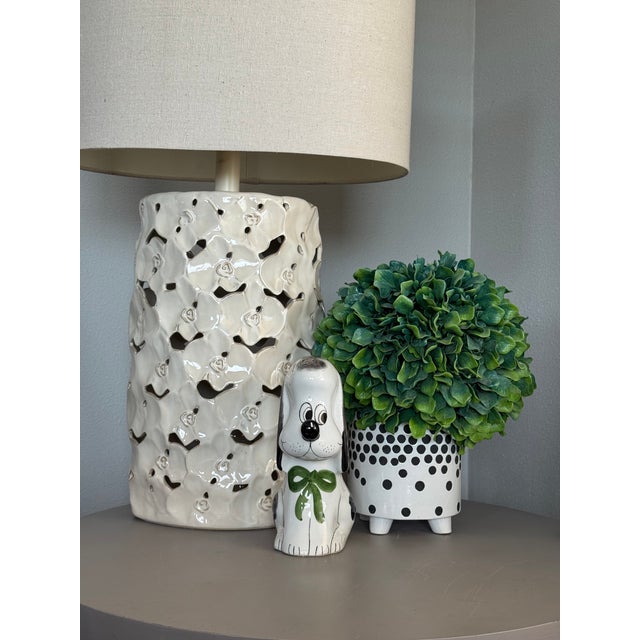 For the dog lover as well as anyone who appreciates hand-painted one-of-a-kind Italian ceramics, here is a coin bank in...