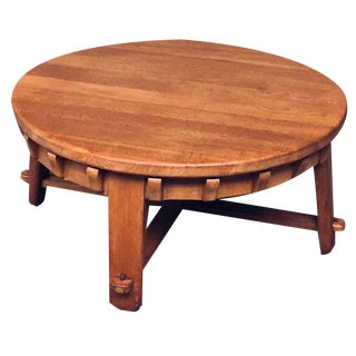 Brutalist Handcrafted Oak Coffee Table, Netherlands, 1950s For Sale