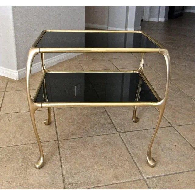 Italian Rectangular 2 Tier Brass End or Side Table For Sale In Palm Springs - Image 6 of 13