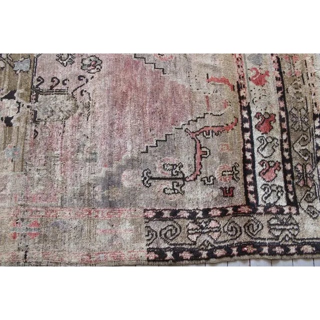 Rose 1930s Hand Knotted Rustic Turkish Rug - 4'5" X 10'8" For Sale - Image 8 of 11