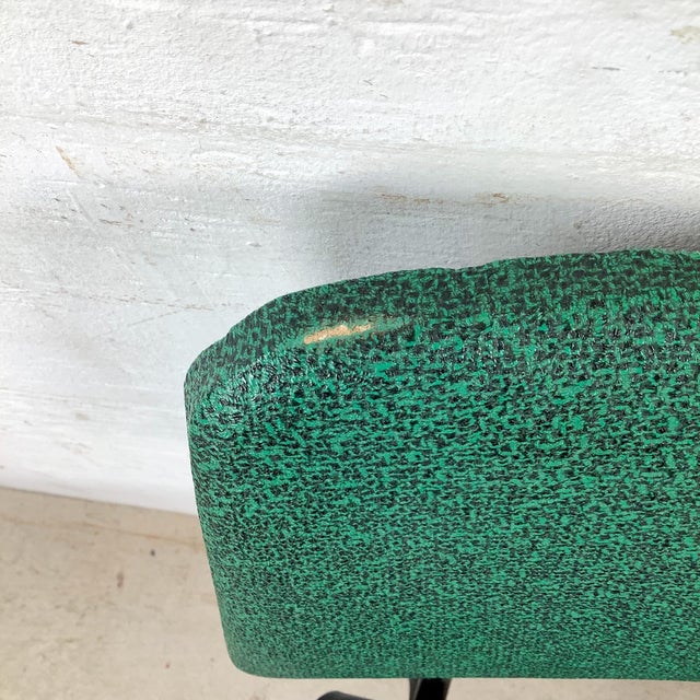 Mid-Century Modern Slipper Chair, Black Tubular Steel Frame, Forest Green Tweed For Sale - Image 10 of 12