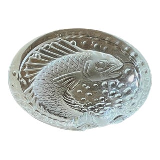 Antique 1941 Rene Lalique Design, Lalique France Crystal Concarneau Koi Fish Cigar Pisces Ashtray For Sale