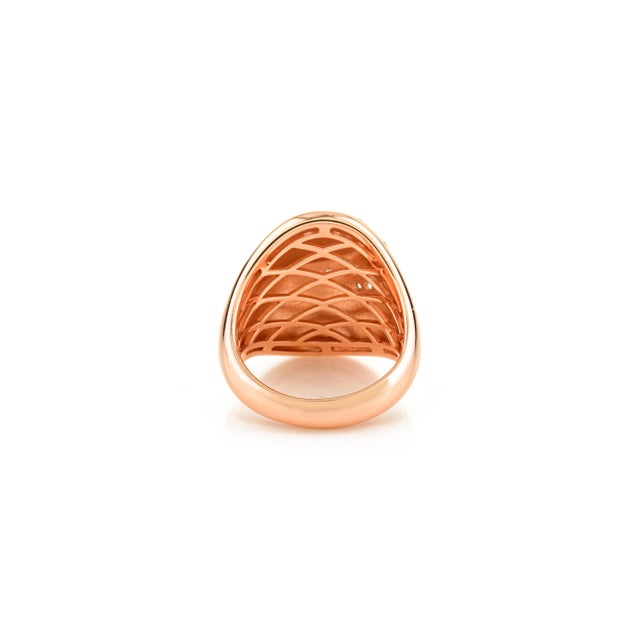 Metal Rose Gold Plated Zircon Studded Bochic Dome Ring- Size 6 For Sale - Image 7 of 10