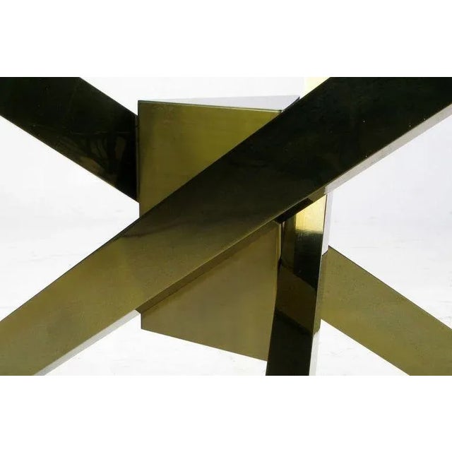 1970s Geometric Brass Tripodal Coffee Table For Sale - Image 4 of 4