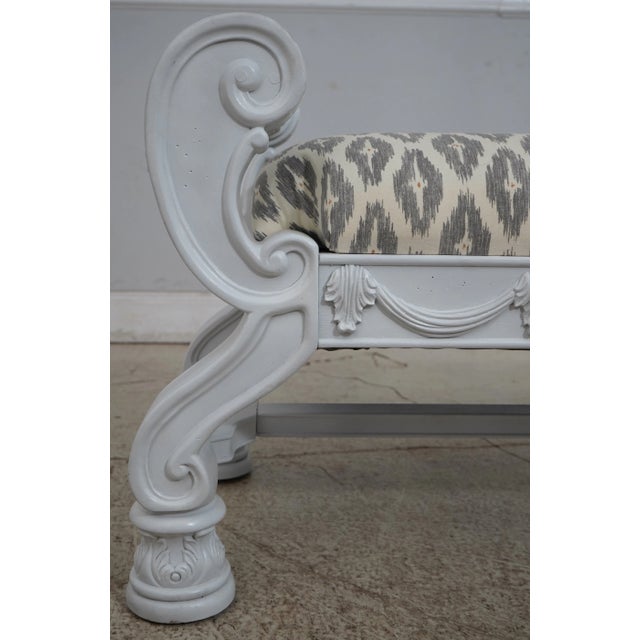 White Stunning Carved Painted Window Bench - New Upholstery For Sale - Image 8 of 12