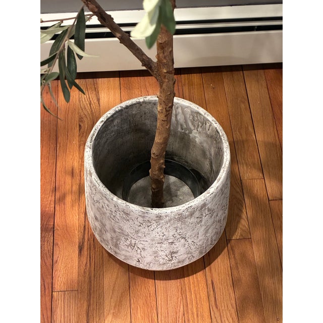 Traditional Textured Cement Pot Planter For Sale - Image 3 of 4